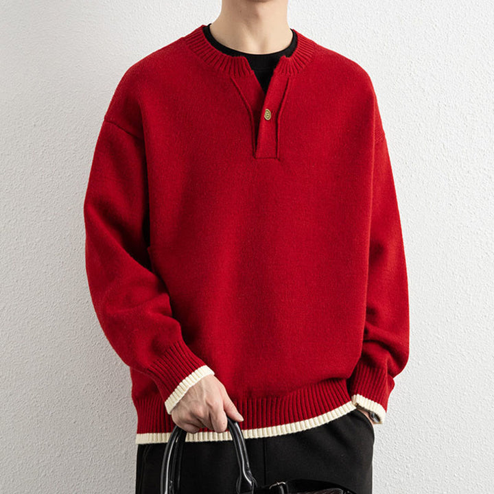 Pull en maille chaud à manches longues pour homme, col en V, motif Buddha Stones, avec un bouton - image 20