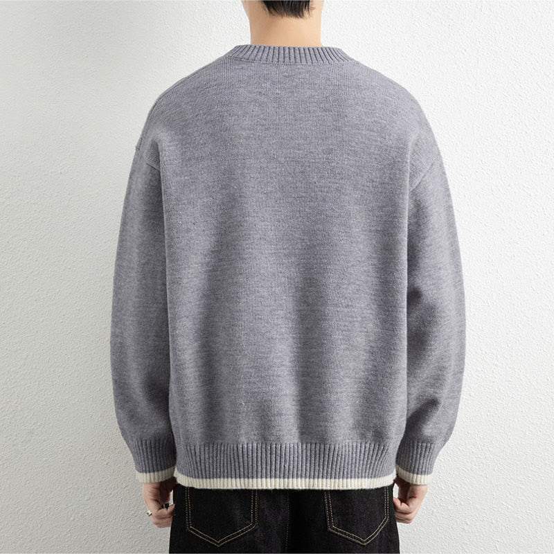 Pull en maille chaud à manches longues pour homme, col en V, motif Buddha Stones, avec un bouton - image 3