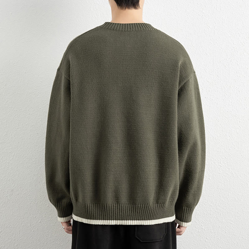 Pull en maille chaud à manches longues pour homme, col en V, motif Buddha Stones, avec un bouton - image 27