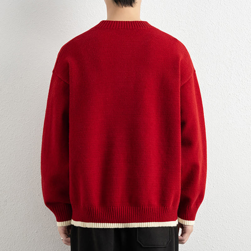 Pull en maille chaud à manches longues pour homme, col en V, motif Buddha Stones, avec un bouton - image 19