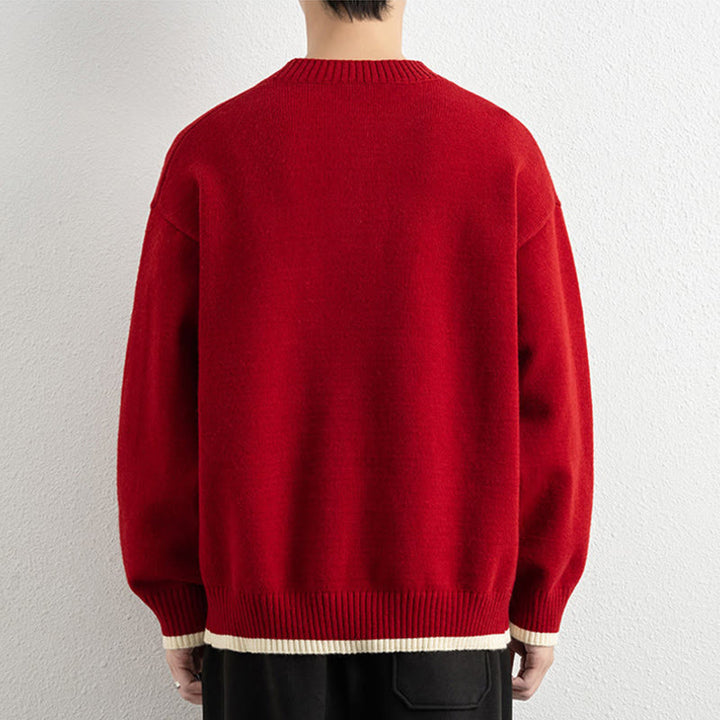 Pull en maille chaud à manches longues pour homme, col en V, motif Buddha Stones, avec un bouton - image 19