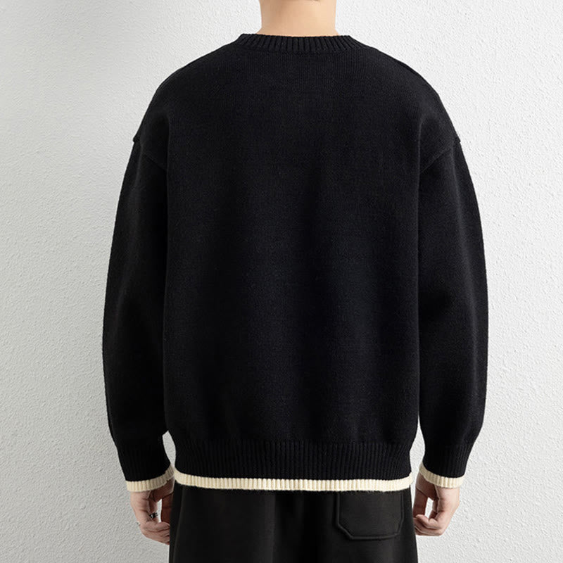 Pull en maille chaud à manches longues pour homme, col en V, motif Buddha Stones, avec un bouton - image 10