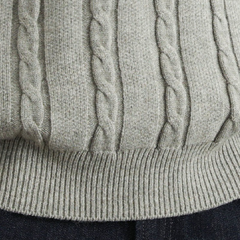 Pull en maille chaude à manches longues pour homme, col en V, boutons et design torsadé, Buddha Stones - image 21