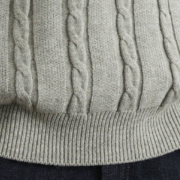Pull en maille chaude à manches longues pour homme, col en V, boutons et design torsadé, Buddha Stones - image 21