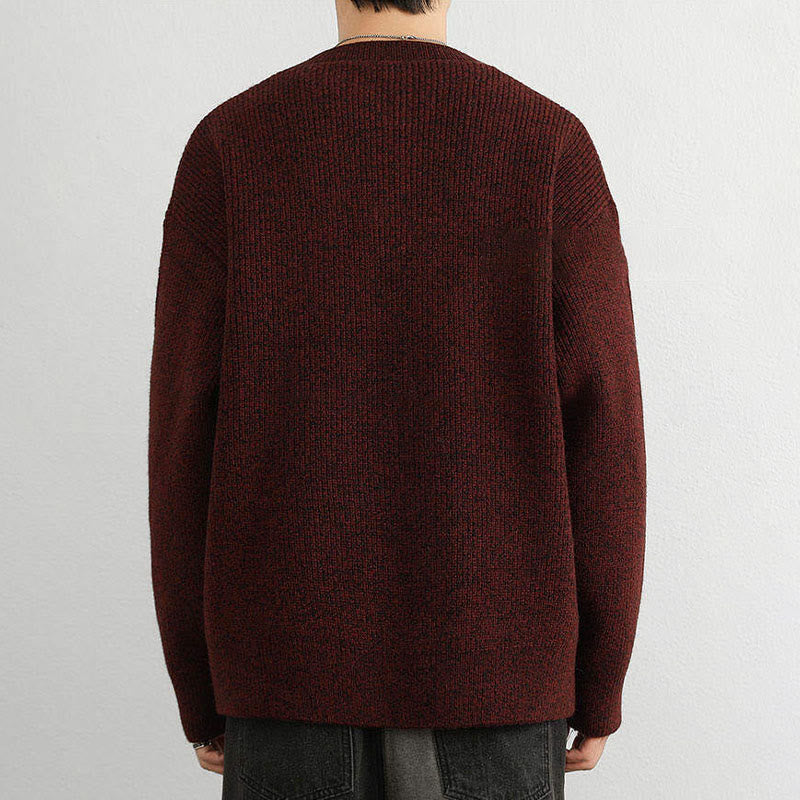 Pull en maille chaude à manches longues pour homme, col en V, boutons, motif côtelé, Buddha Stones - image 15