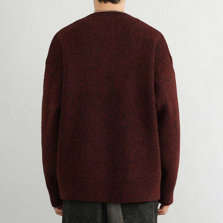 Pull en maille chaude à manches longues pour homme, col en V, boutons, motif côtelé, Buddha Stones - image 15