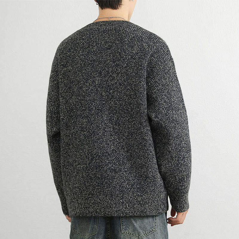 Pull en maille chaude à manches longues pour homme, col en V, boutons, motif côtelé, Buddha Stones - image 21