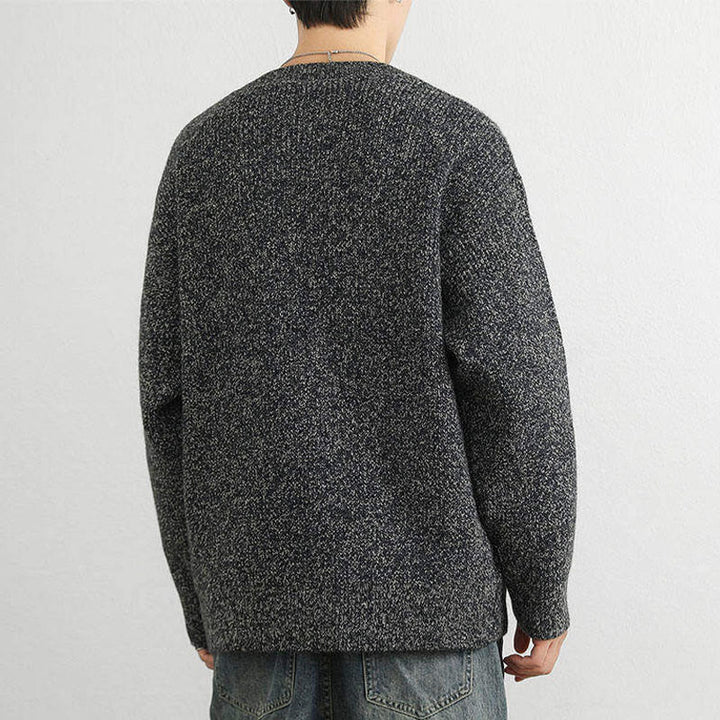 Pull en maille chaude à manches longues pour homme, col en V, boutons, motif côtelé, Buddha Stones - image 21