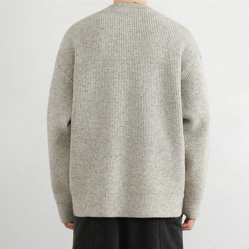 Pull en maille chaude à manches longues pour homme, col en V, boutons, motif côtelé, Buddha Stones - image 8