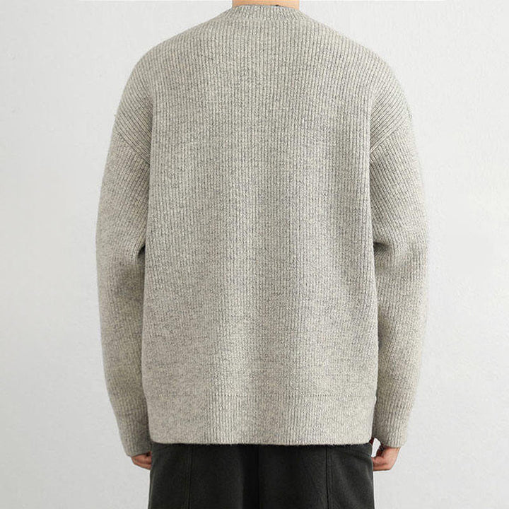 Pull en maille chaude à manches longues pour homme, col en V, boutons, motif côtelé, Buddha Stones - image 8