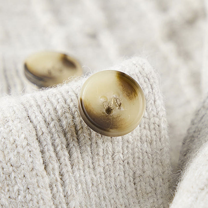 Pull en maille chaude à manches longues pour homme, col rond, trois boutons, motif torsadé, Buddha Stones - image 7