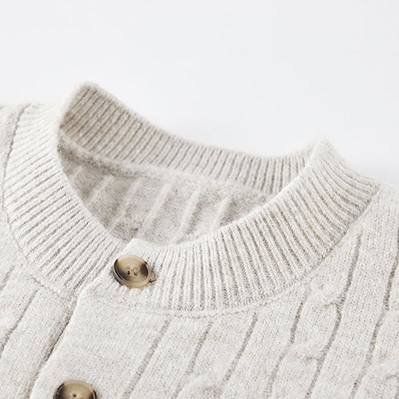 Pull en maille chaude à manches longues pour homme, col rond, trois boutons, motif torsadé, Buddha Stones - image 6