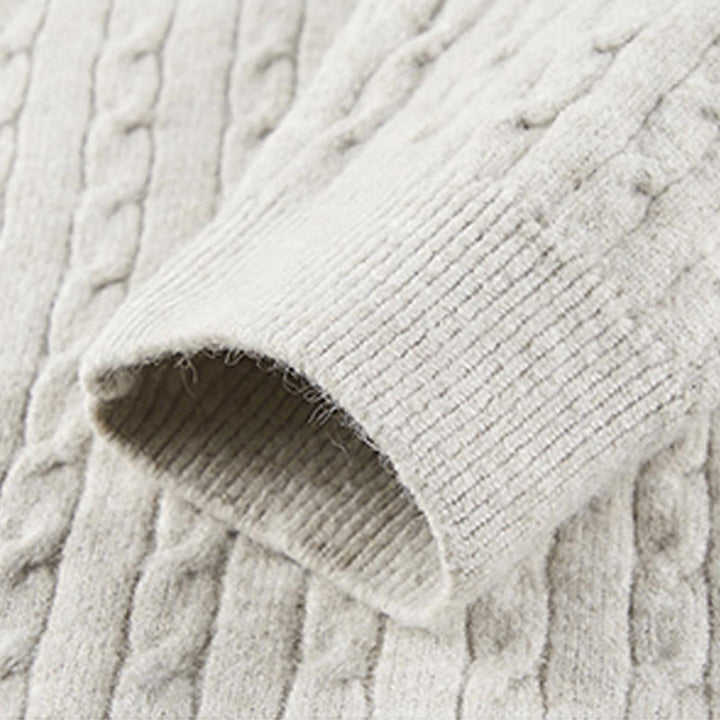 Pull en maille chaude à manches longues pour homme, col rond, trois boutons, motif torsadé, Buddha Stones - image 8