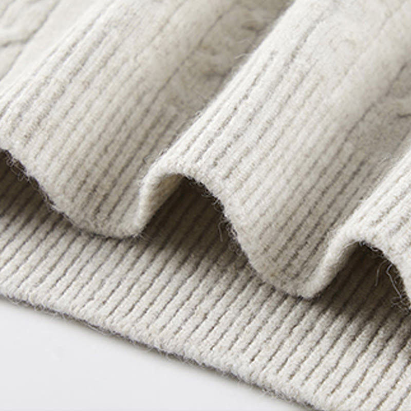 Pull en maille chaude à manches longues pour homme, col rond, trois boutons, motif torsadé, Buddha Stones - image 9