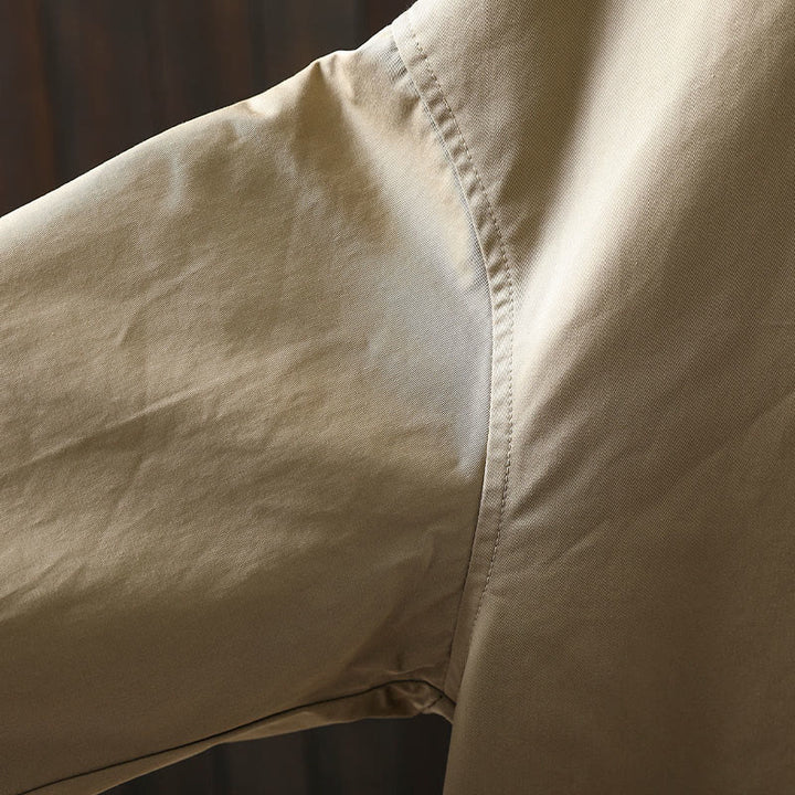 Veste mi-longue en coton à manches longues et poches, ornée de boutons et de Buddha Stones - image 10