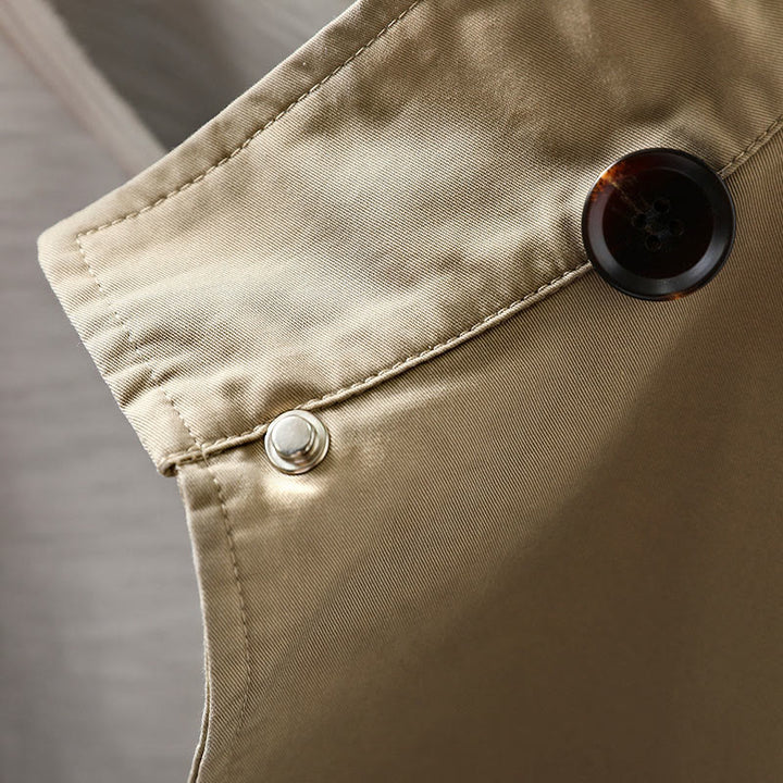 Veste mi-longue en coton à manches longues et poches, ornée de boutons et de Buddha Stones - image 7