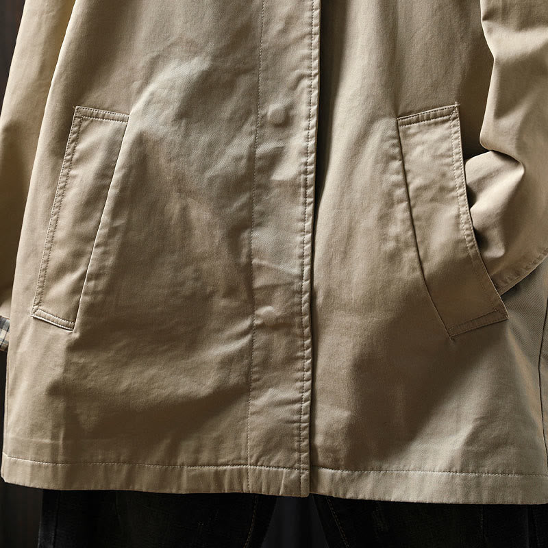 Veste mi-longue en coton à manches longues et poches, ornée de boutons et de Buddha Stones - image 8