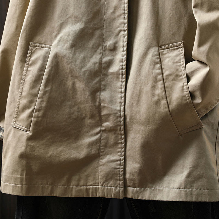 Veste mi-longue en coton à manches longues et poches, ornée de boutons et de Buddha Stones - image 8