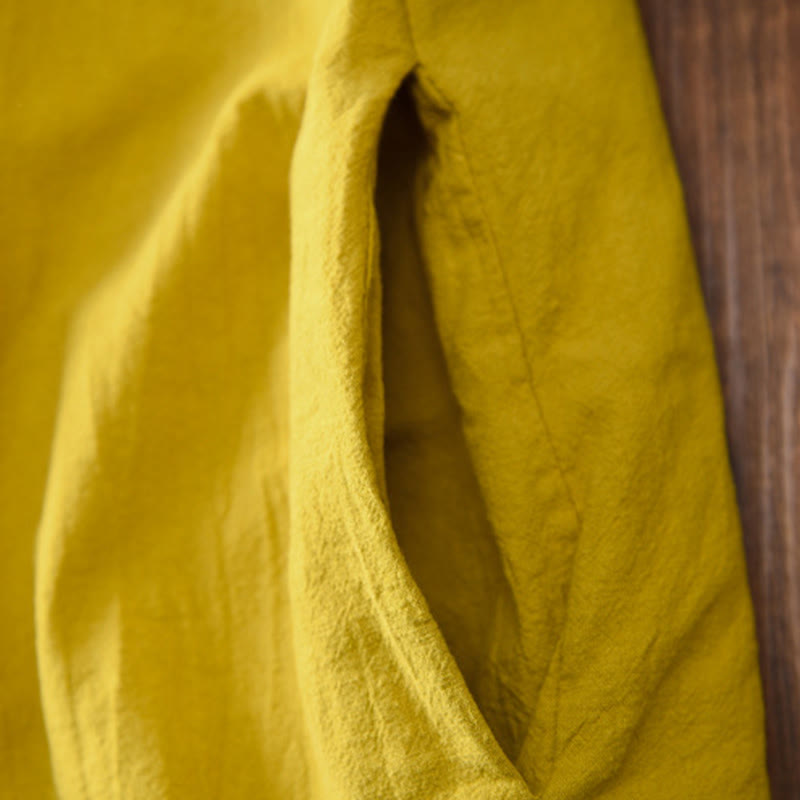 Veste thermique femme en coton uni à manches longues et poches, ornée de boutons grenouille, de la Buddha Stones Winter - image 7