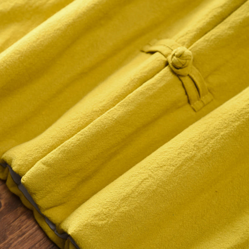 Veste thermique femme en coton uni à manches longues et poches, ornée de boutons grenouille, de la Buddha Stones Winter - image 8