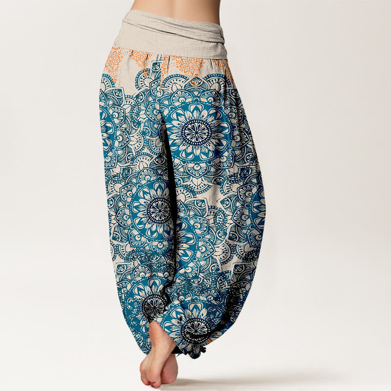 Pantalon sarouel femme en pur coton à motifs mandalas triangulaires et Buddha Stones, taille élastique - image 7