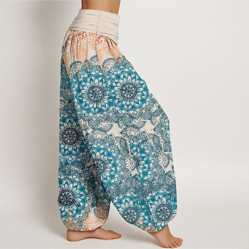 Pantalon sarouel femme en pur coton à motifs mandalas triangulaires et Buddha Stones, taille élastique - image 6