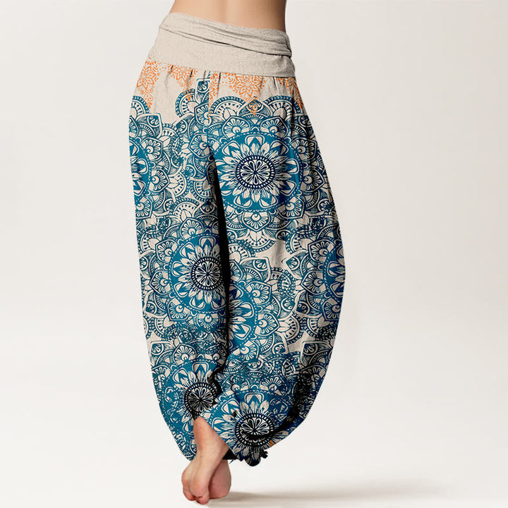 Pantalon harem à taille élastique pour femme, en coton avec motifs mandala triangulaires et Buddha Stones - image 6