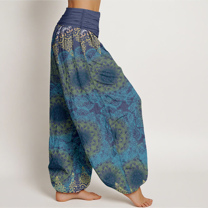 Pantalon sarouel femme en pur coton à motifs mandalas triangulaires et Buddha Stones, taille élastique - image 9