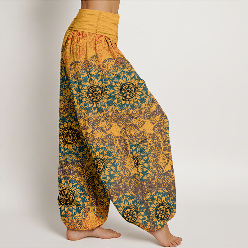Pantalon sarouel femme en pur coton à motifs mandalas triangulaires et Buddha Stones, taille élastique - image 12
