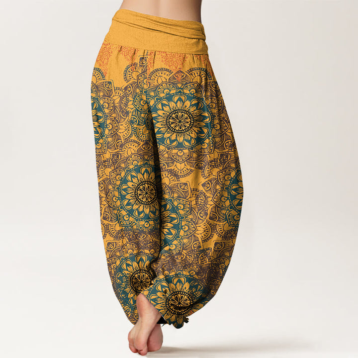 Pantalon harem à taille élastique pour femme, en coton avec motifs mandala triangulaires et Buddha Stones - image 12
