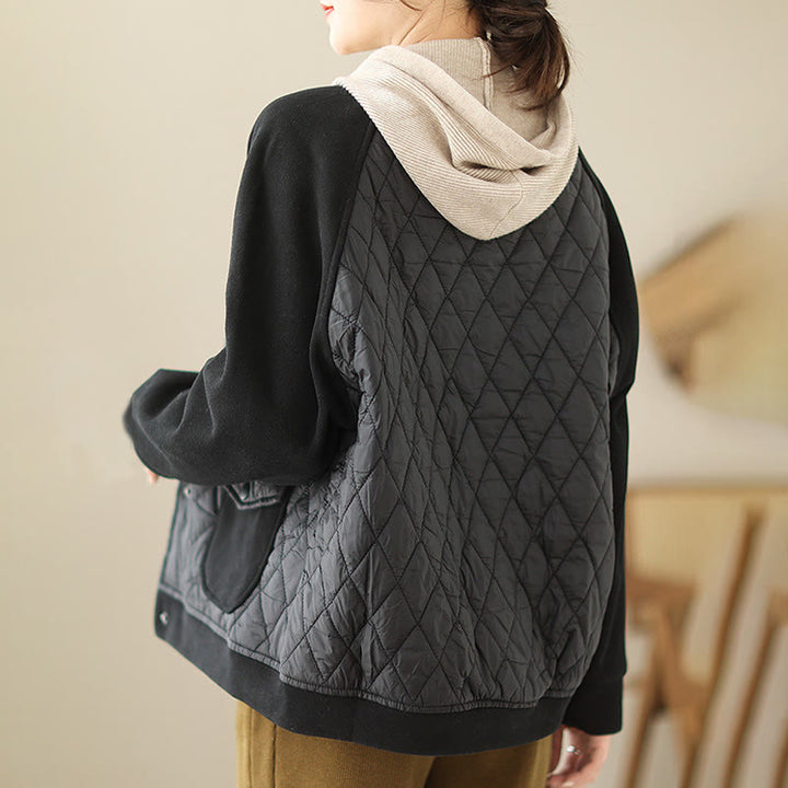 Veste épaisse à manches longues pour femme, motif diamant Buddha Stones, avec poches - image 15