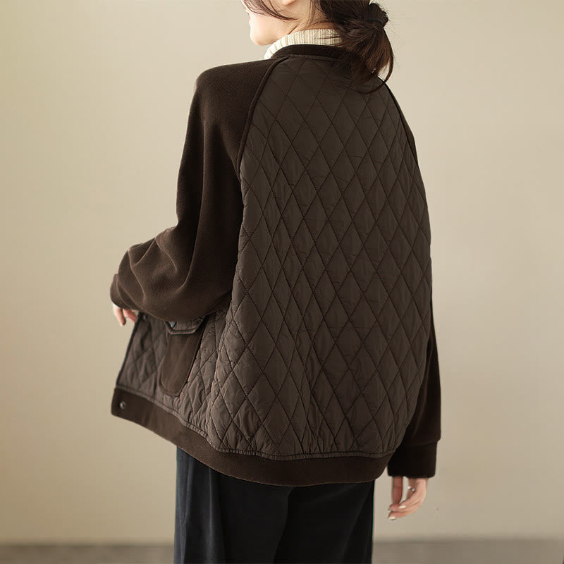 Veste épaisse à manches longues pour femme, motif diamant Buddha Stones, avec poches - image 5