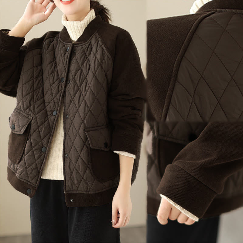 Veste épaisse à manches longues pour femme, motif diamant Buddha Stones, avec poches - image 10