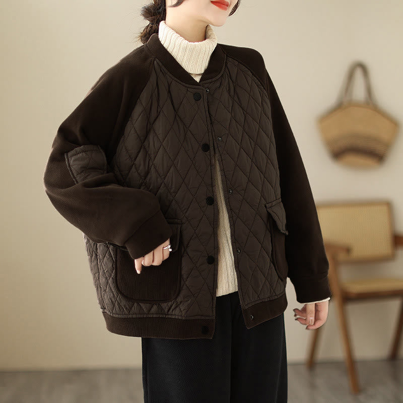 Veste épaisse à manches longues pour femme, motif diamant Buddha Stones, avec poches - image 3