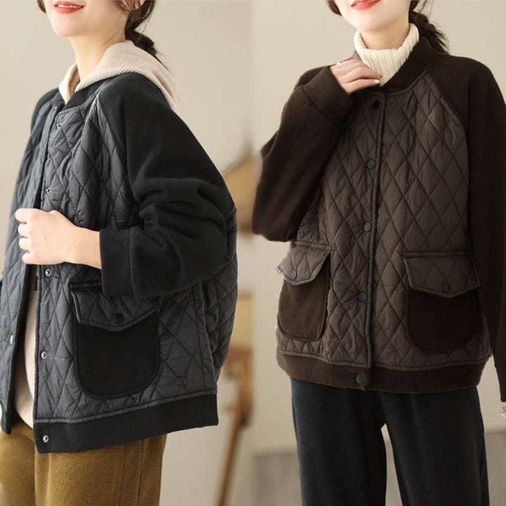 Veste épaisse à manches longues pour femme, motif diamant Buddha Stones, avec poches - image 16