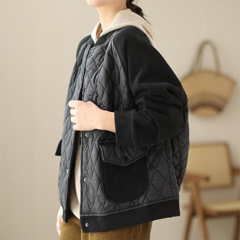 Veste épaisse à manches longues pour femme, motif diamant Buddha Stones, avec poches - image 13