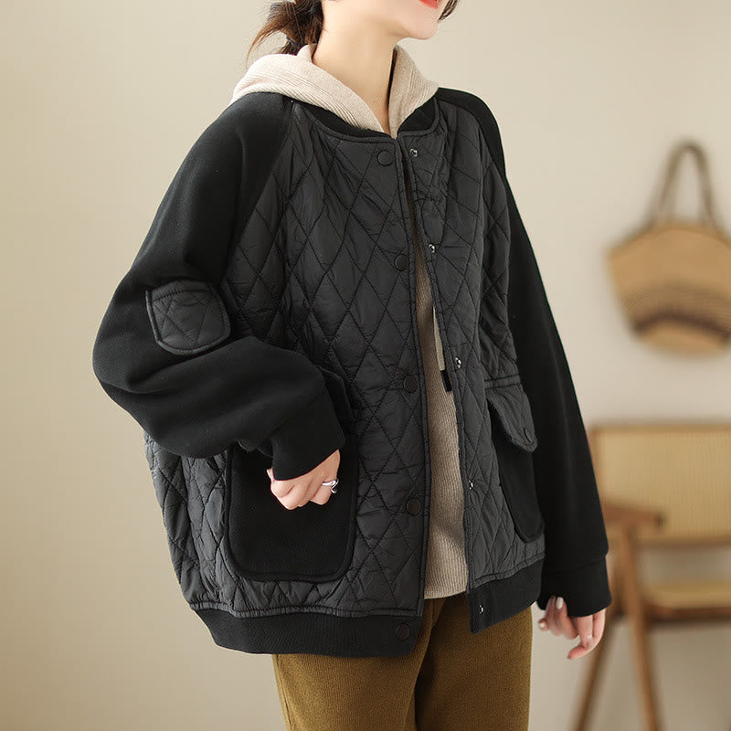 Veste épaisse à manches longues pour femme, motif diamant Buddha Stones, avec poches - image 14