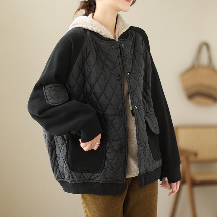 Veste épaisse à manches longues pour femme, motif diamant Buddha Stones, avec poches - image 14