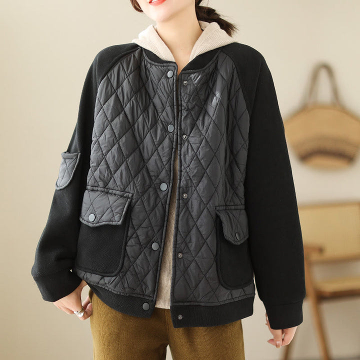 Veste épaisse à manches longues pour femme, motif diamant Buddha Stones, avec poches - Noir - US8-10，UK/AU12-14，EU40-42 (2XL) - image 11