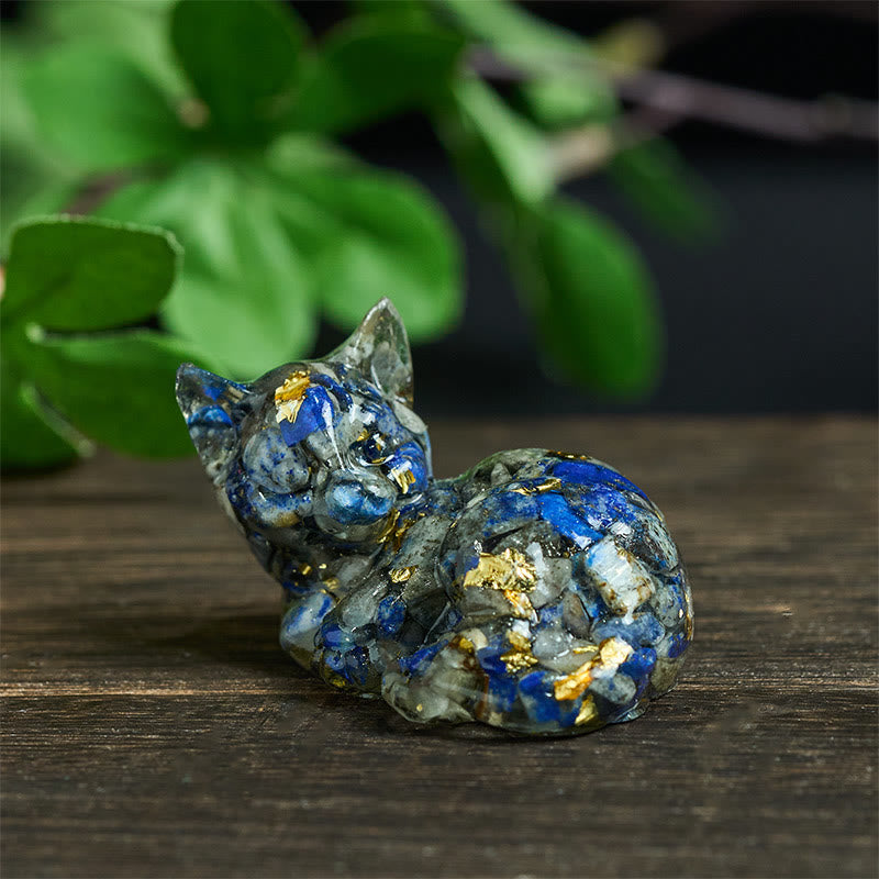 Buddha Stones, éclats de cristal, résine époxy, petit chat, décoration positive  - image 2