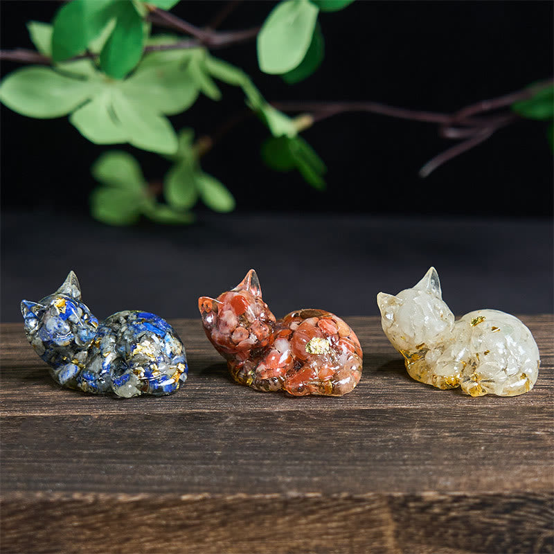Buddha Stones, éclats de cristal, résine époxy, petit chat, décoration positive  - image 31