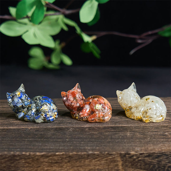 Buddha Stones, éclats de cristal, résine époxy, petit chat, décoration positive  - image 31