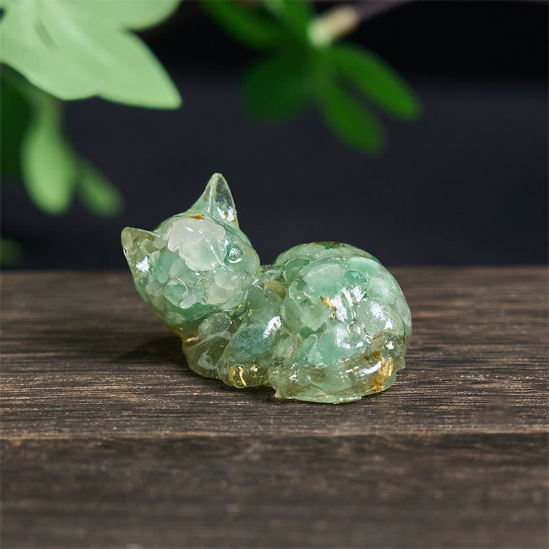 Buddha Stones, éclats de cristal, résine époxy, petit chat, décoration positive  - Aventurine verte (32*43*53 mm) - image 25