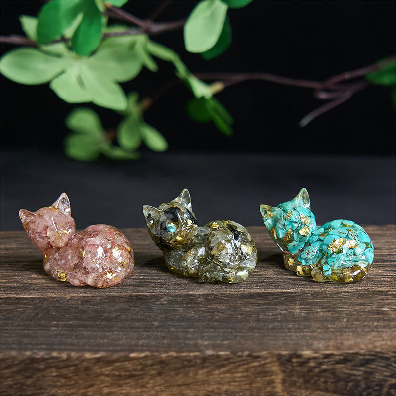 Buddha Stones, éclats de cristal, résine époxy, petit chat, décoration positive  - image 32
