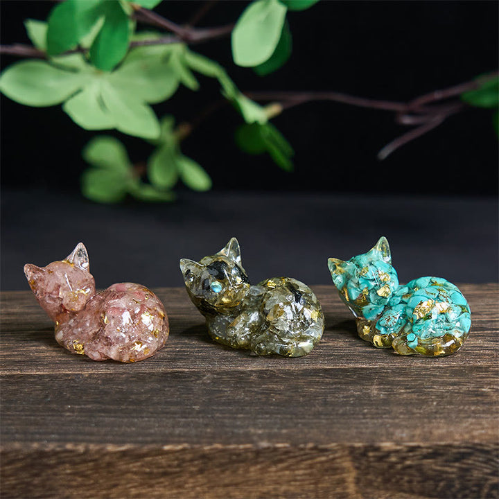 Buddha Stones, éclats de cristal, résine époxy, petit chat, décoration positive  - image 32