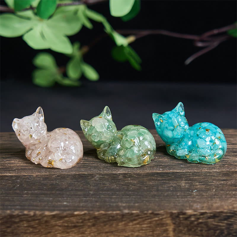 Buddha Stones, éclats de cristal, résine époxy, petit chat, décoration positive  - image 33