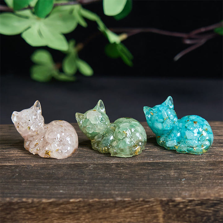 Buddha Stones, éclats de cristal, résine époxy, petit chat, décoration positive  - image 33