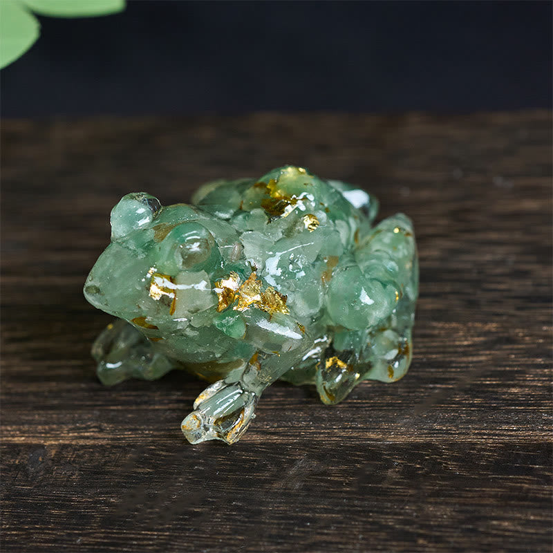 Statue décorative de petite grenouille en résine cristal et Buddha Stones, inspirée de la passion - Aventurine verte (65*55*38 mm) - image 11