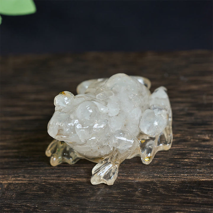 Statue décorative de petite grenouille en résine cristal et Buddha Stones, inspirée de la passion - Turquoise blanche (65*55*38 mm) - image 6