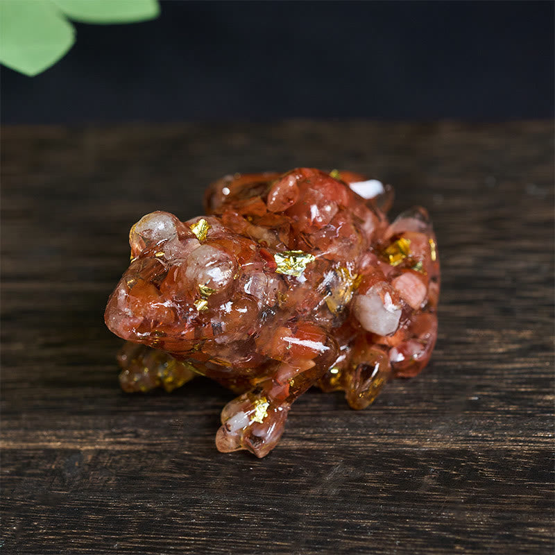 Statue décorative de petite grenouille en résine cristal et Buddha Stones, inspirée de la passion - Agate rouge (65*55*38 mm) - image 28